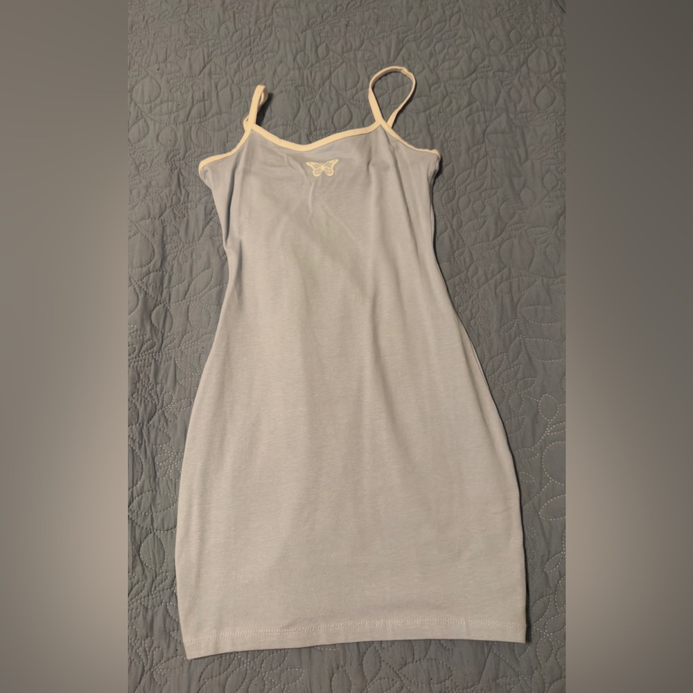 NWT (Divided) H&M fitted baby blue butterfly mini dress